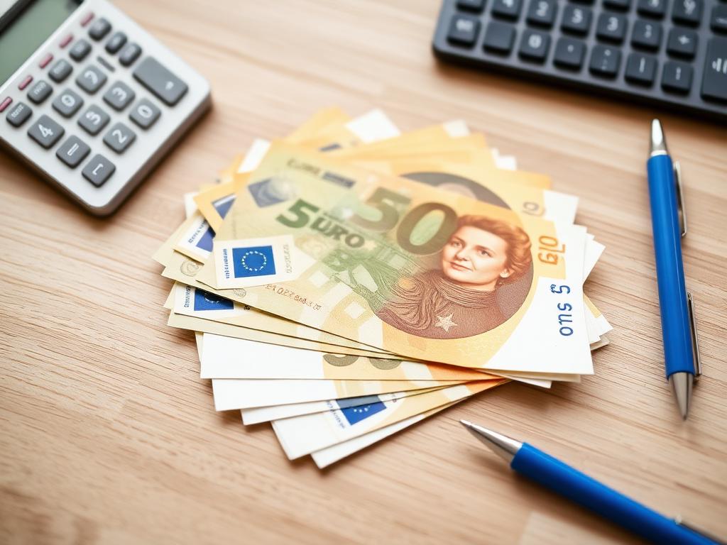Banconote in euro accanto a una calcolatrice